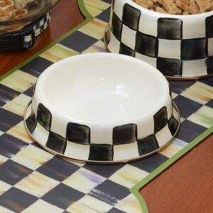 Checkered Pet Bowl - Black and White